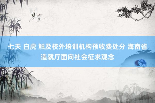 七天 白虎 触及校外培训机构预收费处分 海南省造就厅面向社会征求观念
