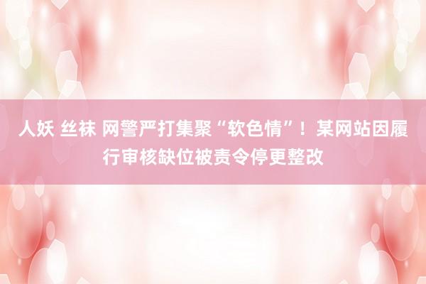 人妖 丝袜 网警严打集聚“软色情”！某网站因履行审核缺位被责令停更整改