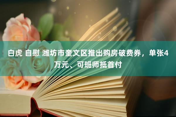 白虎 自慰 潍坊市奎文区推出购房破费券，单张4万元、可班师抵首付