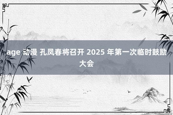 age 动漫 孔凤春将召开 2025 年第一次临时鼓励大会