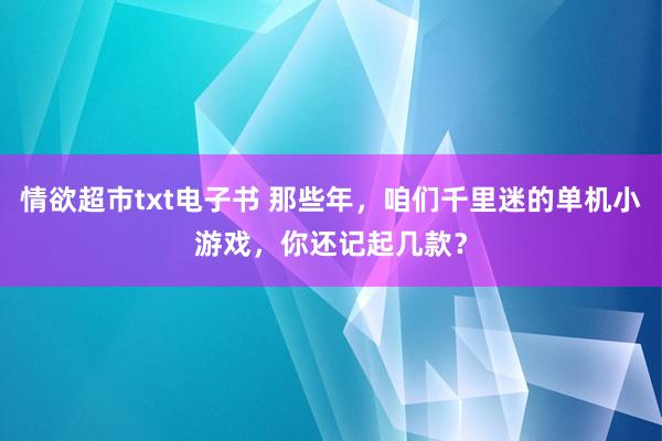情欲超市txt电子书 那些年，咱们千里迷的单机小游戏，你还记起几款？