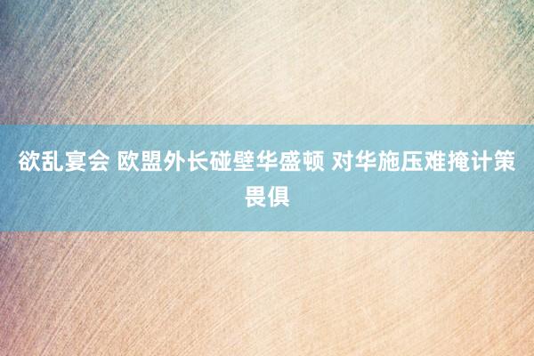 欲乱宴会 欧盟外长碰壁华盛顿 对华施压难掩计策畏俱