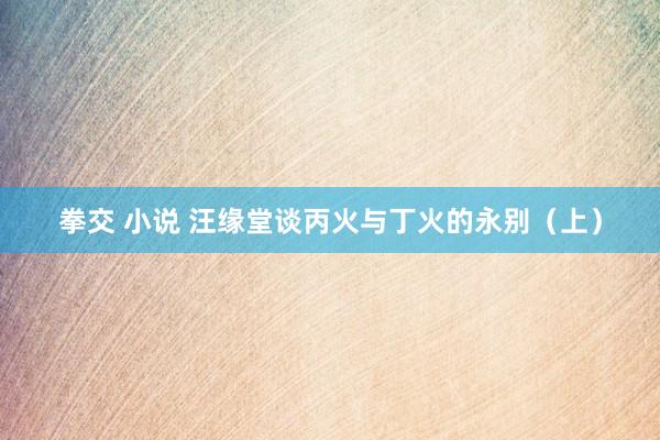 拳交 小说 汪缘堂谈丙火与丁火的永别（上）